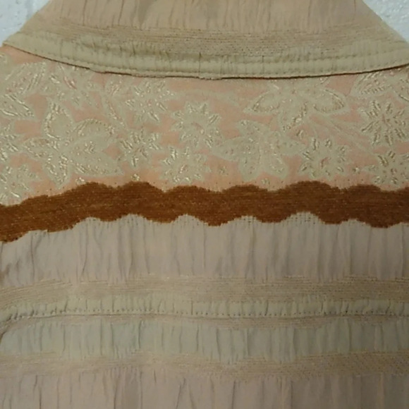 ERIN LONDON TAPESTRY, MULTI TEXTURED, WARM PASTELS & TAN SHOULDER PADS, JACKET - Picture 3 of 9